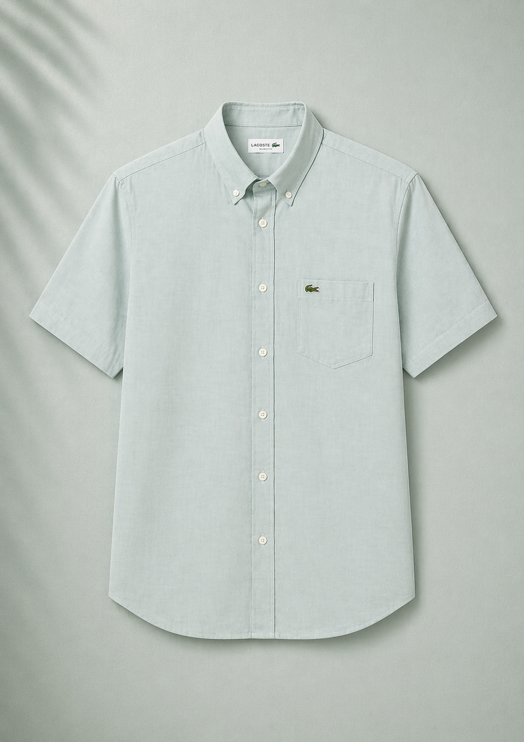 Lacoste Men White Regular Fit Short Sleeved Oxford Shirt