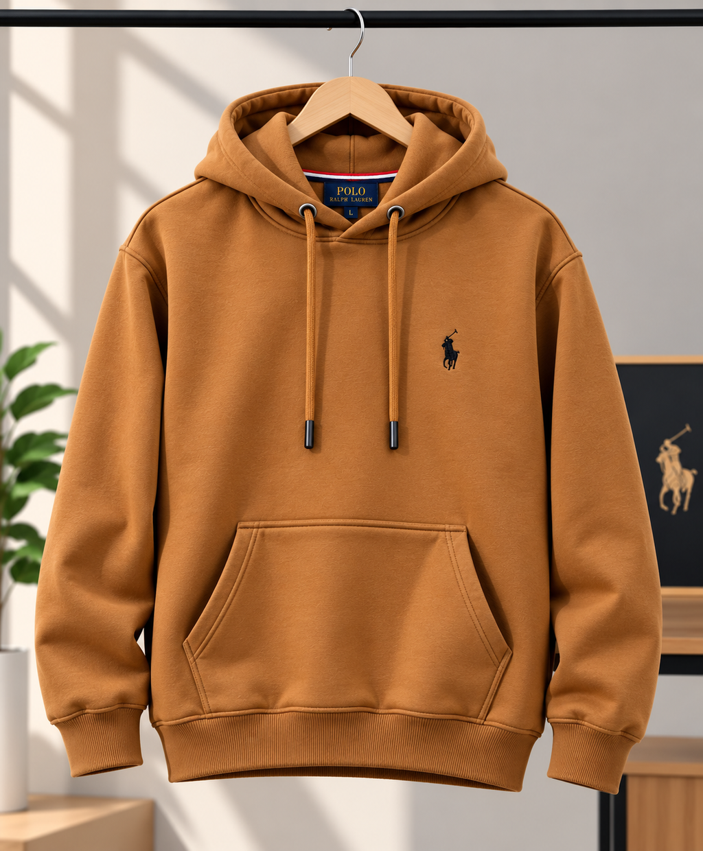 RL Men’s Camel Brown Classic Pullover Hoodie