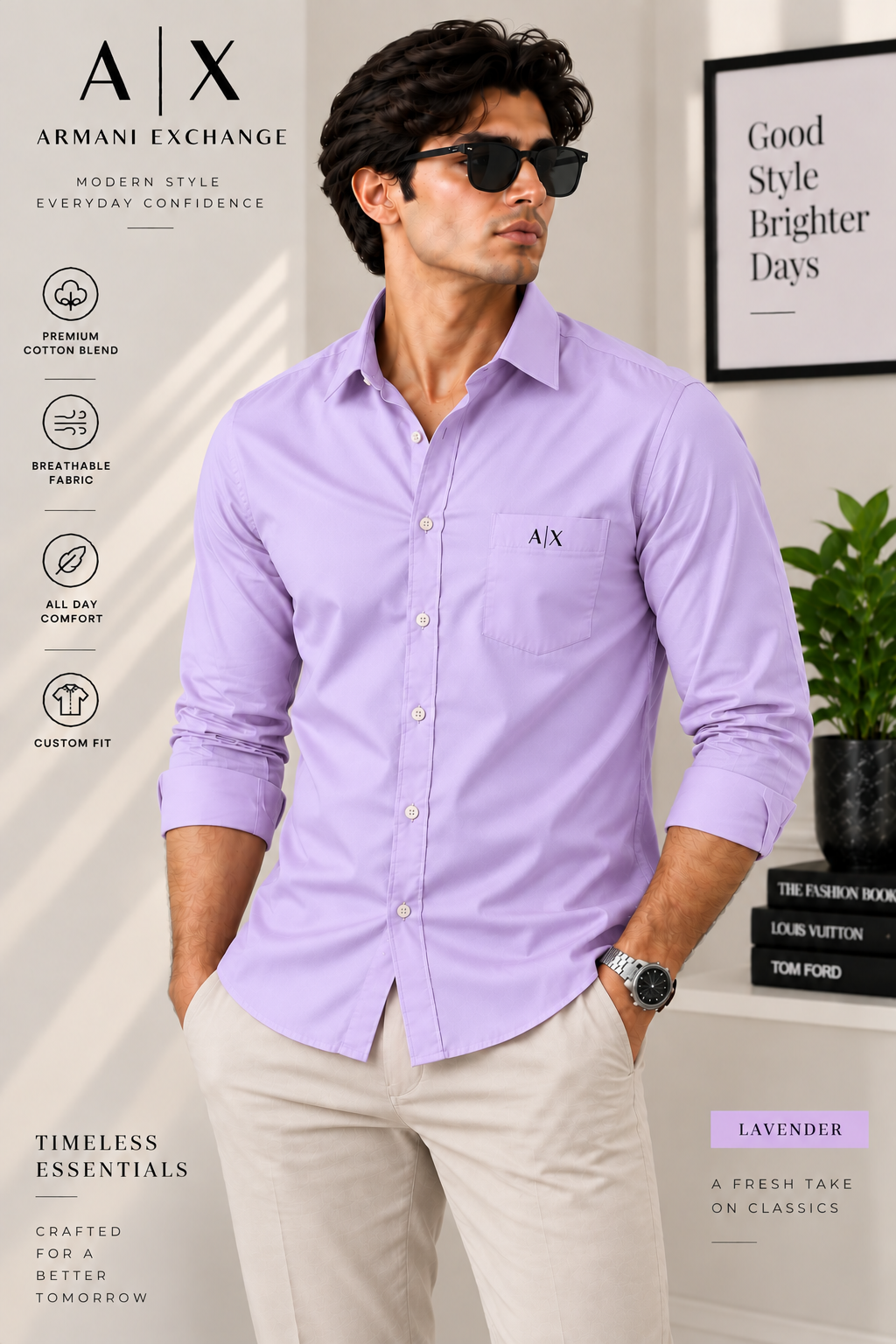 Men’s Premium Custom Fit Solid Lavender Shirt