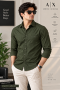 Men’s Premium Custom Fit Solid Olive Green Shirt