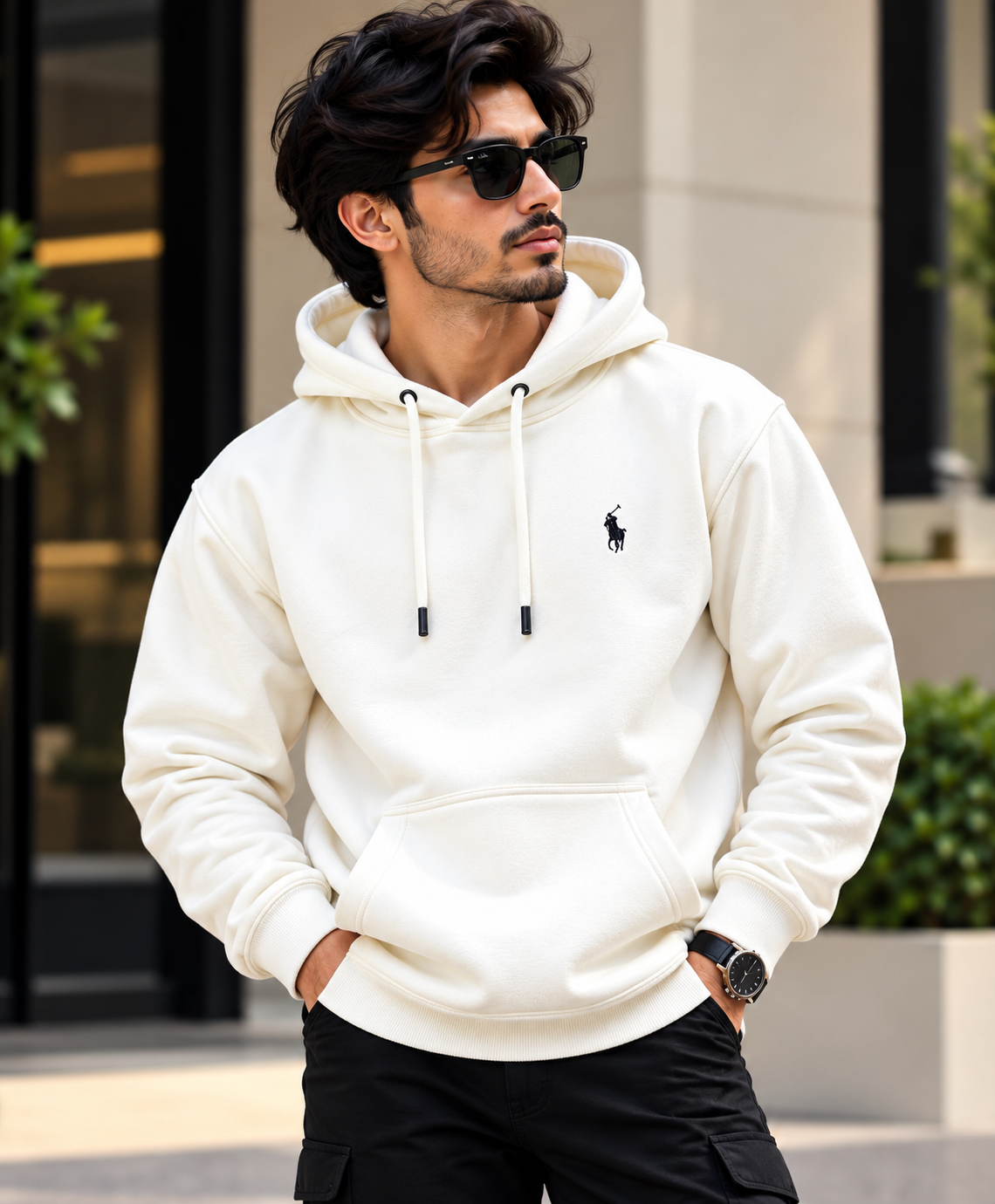 RL Men’s White Classic Pullover Hoodie
