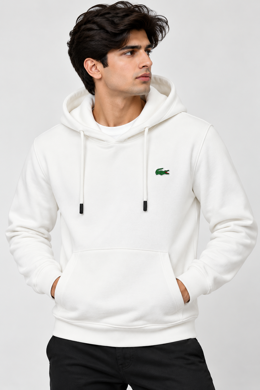 LC White Classic Pullover Hoodie for Men