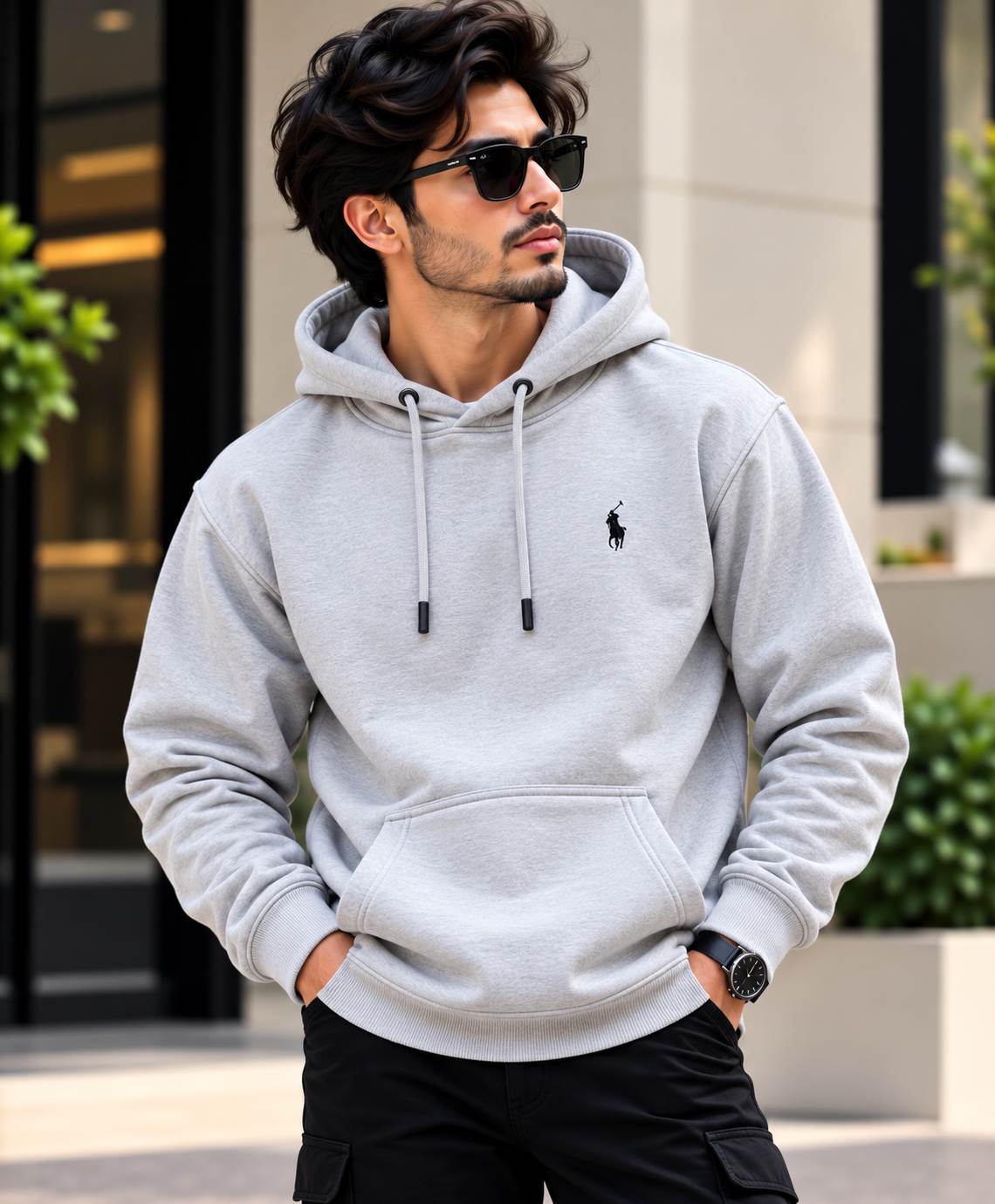 RL Men’s Light Grey Classic Pullover Hoodie