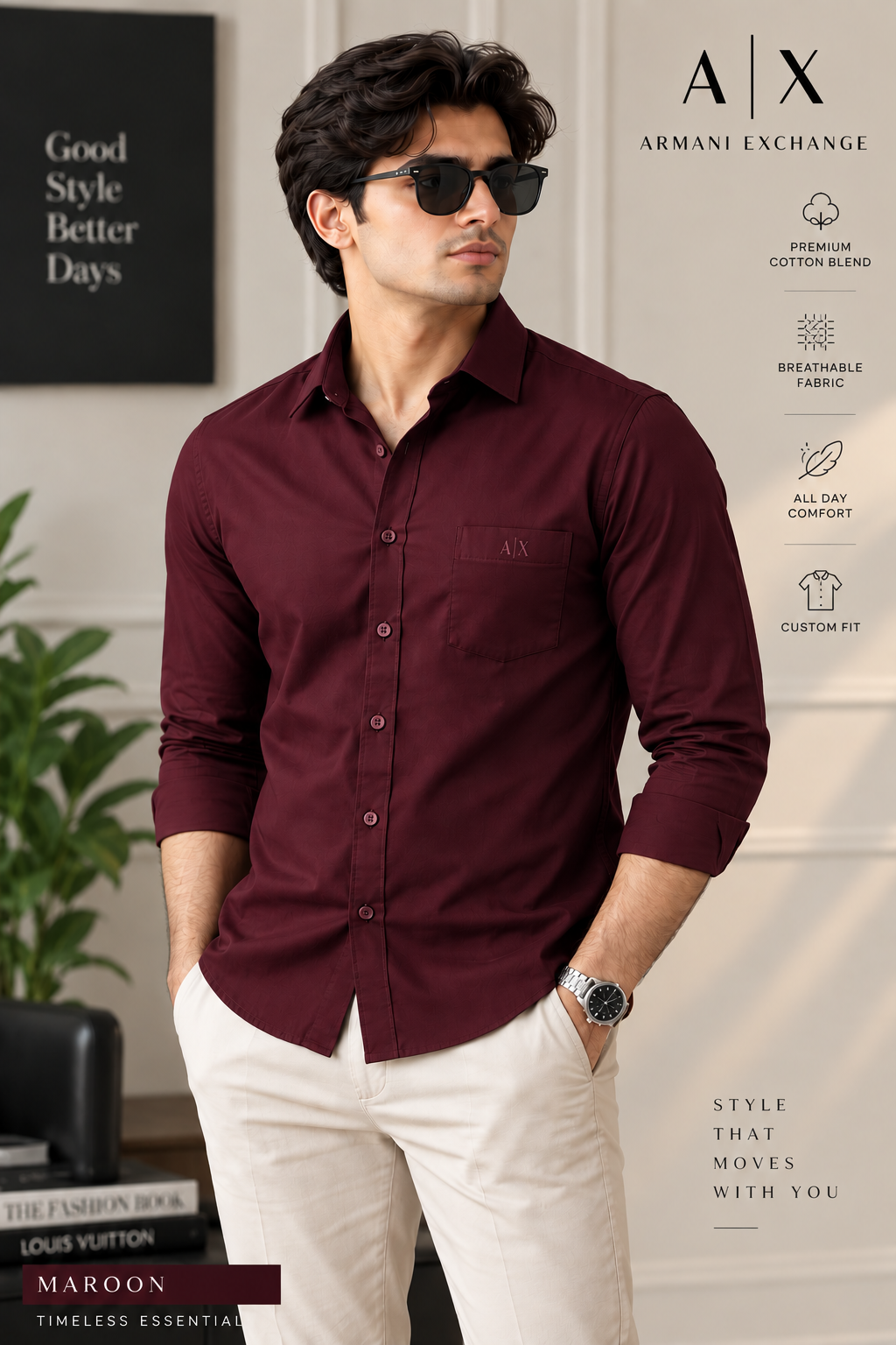 Men’s Premium Custom Fit Solid Maroon Shirt