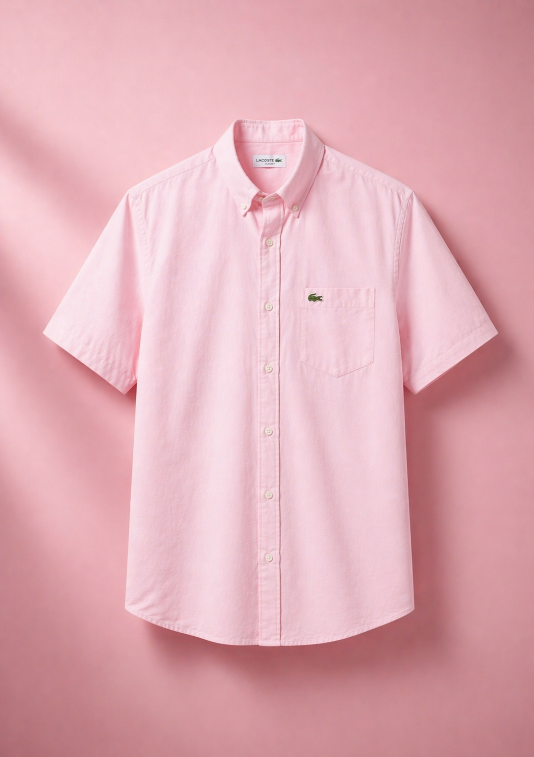 Lacoste Men Pink Regular Fit Gingham Poplin Shirt