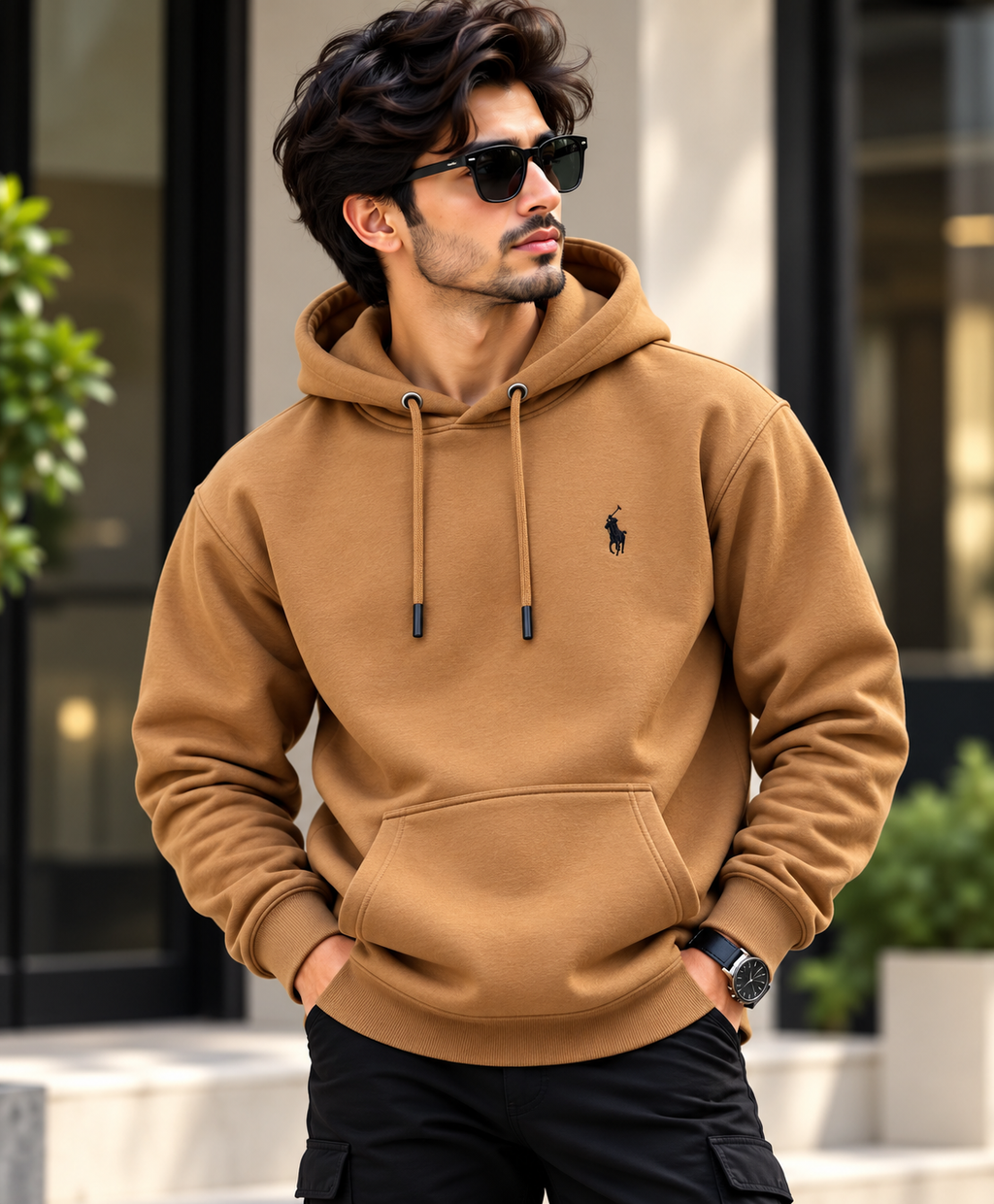 RL Men’s Camel Brown Classic Pullover Hoodie