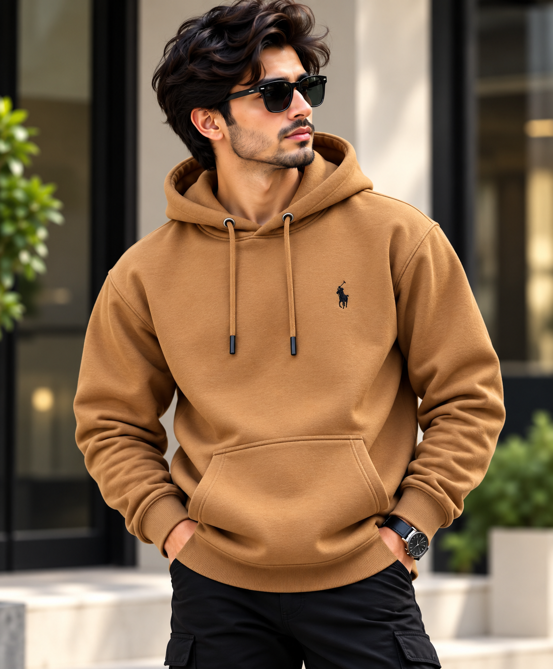 RL Men’s Camel Brown Classic Pullover Hoodie