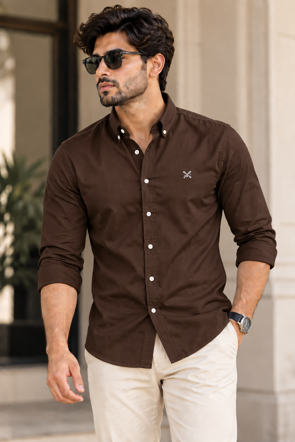 Hackett Full Sleeve Shirt Dark Brown