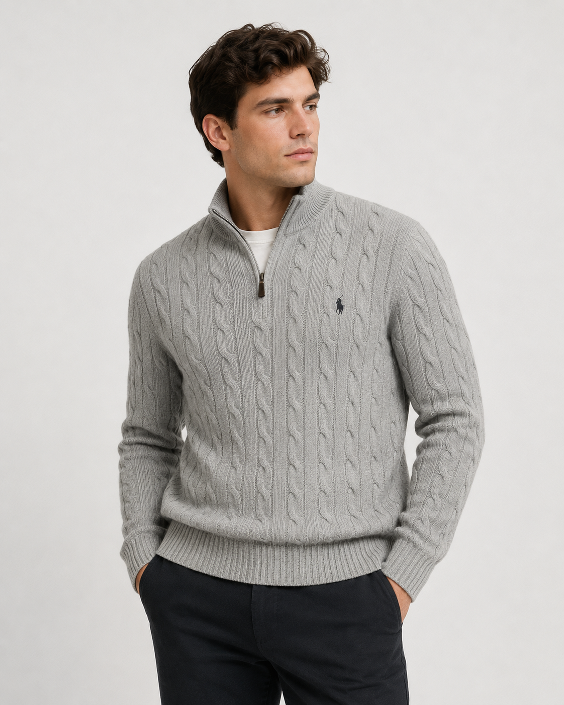 Men's Cable Knit Half-Zip Sweater
