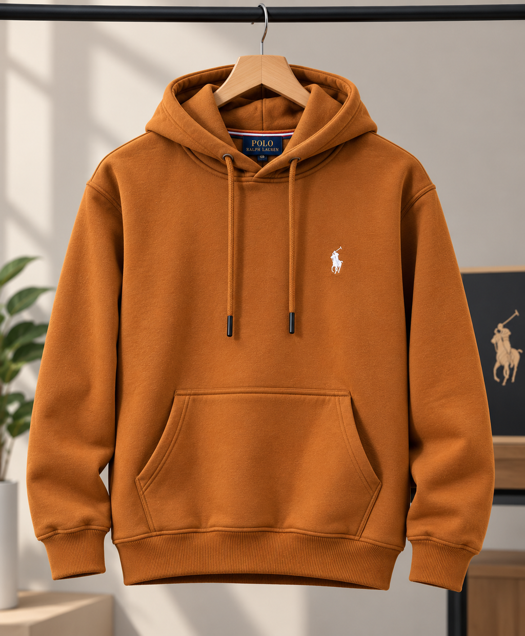 RL Men’s Caramel Brown Classic Pullover Hoodie
